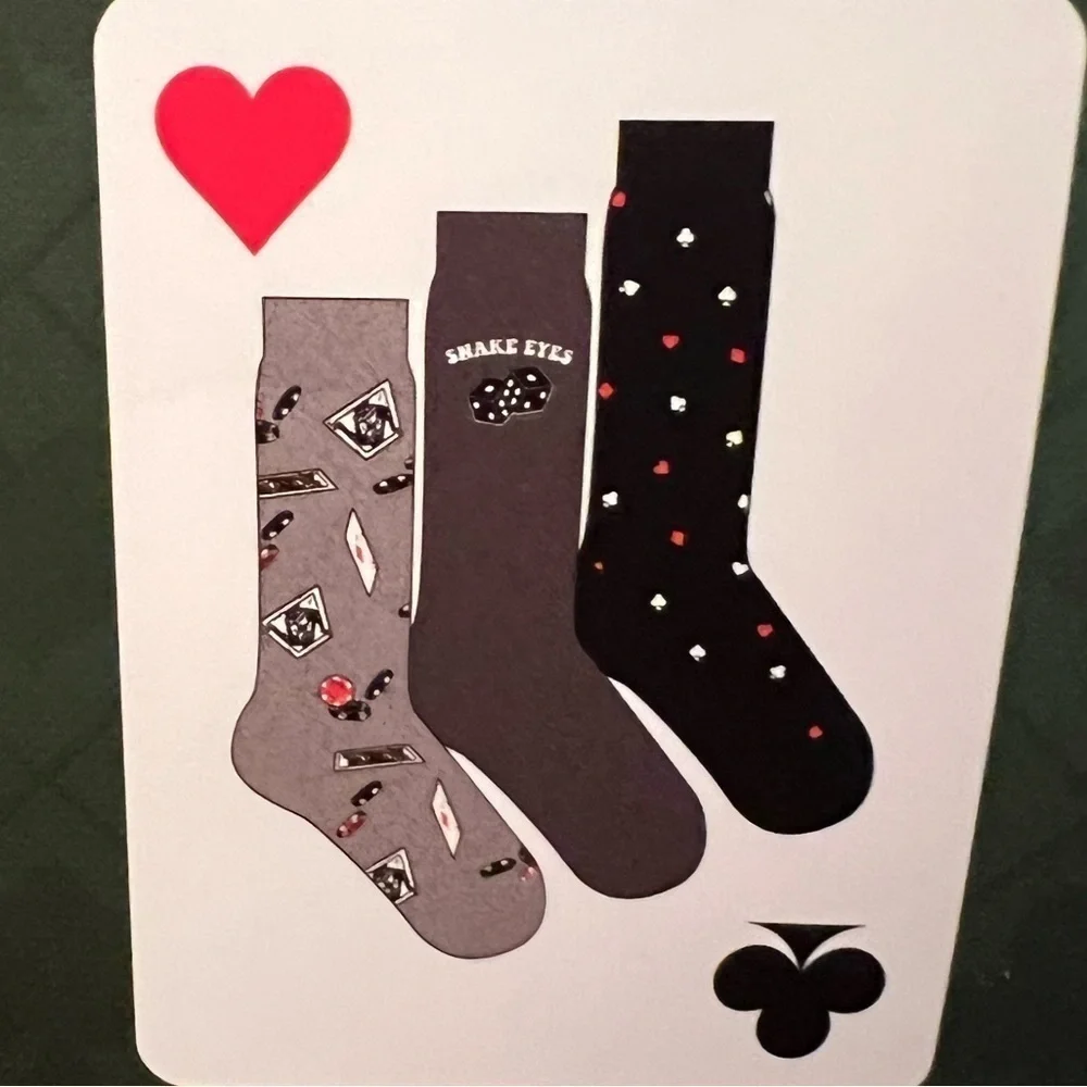 Poker night men’s lucky socks & playing cards